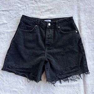 Forever 21 Black Ripped Jean Shorts